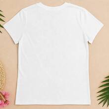 Camiseta mujer manga corta con colibrí y flores tropicales, playera estampada casual, fresca para verano, vacaciones y uso diario - Blanco - Ver 5