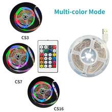 1入夢幻色RGB LED燈條，多色同步顯示，15種動態模式，24鍵紅外線遙控器，5V USB供電，自黏式燈條，適用於客廳照明、派對與展示架裝飾 - 24-Key 5050 Dream Color - 查看 6