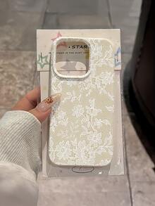 1 قطعة غطاء هاتف TPU ناعم مقاوم للصدمات بتصميم شبكي من الدانتيل الأبيض بنمط مخصص بسيط وعصري، تغطية كاملة، مقاوم للبقع، غلاف واقي متوافق مع Apple 17 16 15 14 13 12 11 Pro Max Air والسلسلة - متعدد الألوان - مشاهدة 2