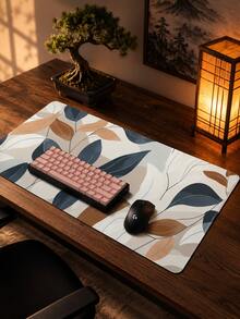 Alfombrilla de escritorio minimalista con estampado de hojas, estilo nórdico de plantas, para mouse de computadora, superficie de tela suave con control de mouse fluido, base de goma antideslizante estable y duradera, impermeable y fácil de limpiar, adecuada para el hogar, la oficina, el estudio, el Día de la Madre, regalo de graduación, alfombrilla de escritorio extendida - Ver 4