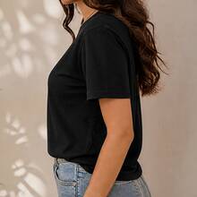 Playera mujer con bola disco retro, camiseta estampada de manga corta, blusa casual de algodón, cuello redondo para fiesta, concierto y diario - Negro - Ver 2