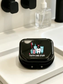 Tooth Print Letter Print, 7-Color Braces Retainer Box, Denture Box, Braces Box, Ideal Protective Case For Travel, Home, School, Gym, Camping, Office, Car And Other Occasions, Suitable For Teenagers, Adults, Orthodontic Patients, Braces Wearers, Invisible Aligner Users. - Multicolor - View 12