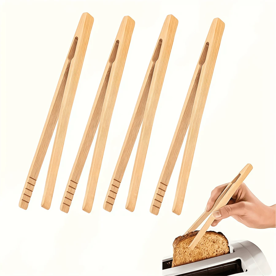 1/3/5/10 Buah Penjepit Roti Bambu yang Dapat Digunakan Kembali - Penjepit Masak Kayu 7 Inci yang Dapat Digunakan Kembali - Peralatan Dapur Ideal, Cocok untuk Keju, Daging Asap, Muffin, Roti Buah - MultiWarna - View 1
