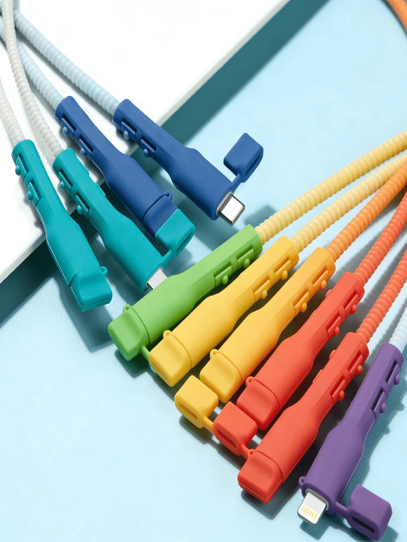 6入充電線保護套 防斷線理線器 數據線保護套 數據線套管 適用於USB-C筆電、平板與手機 防斷充電線保護套 - 多色 - 查看 1