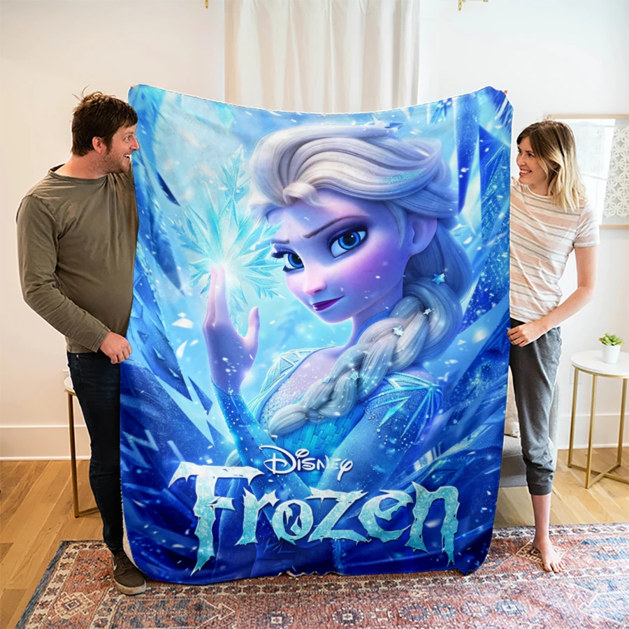 1PC Colorful Snowflake Frozen Elsa Princess, Anna Princess, Disney Princess All-Star Theme Flannel Printed Blanket, Air Conditioner Cover Blanket - 100% Polyester Knitted Quilted Blanket, Digital Print - Comfortable Bedding Suitable For All Seasons, Perfect For Napping, Camping, Travel - Ideal Gift For Friends And Family, Comfortable Flannel Blanket - Multiple Sizes Available, Super Soft, Suitable For Sofa/Bed, Essential For All Seasons, Perfect For Daily Rest On The Sofa - Multicolor - View 1