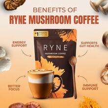 RYNE Organic Mushroom Coffee | USDA Organic | #1 Mushroom Coffee In The USA | 30 Servings (6.35oz / 180g) | Dietary Supplement Drink Mix - 1包 - 查看 8