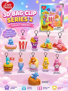 Monogram CARE BEARS 1PC  Officially Licensed 3D Cartoon Bear Series Mystery Blind Box Random One Character 8 Types Various Styles Colourful Bear Figurines Cosy Setting Christmas Decoration Gifts - Watermelon Pink - View 2