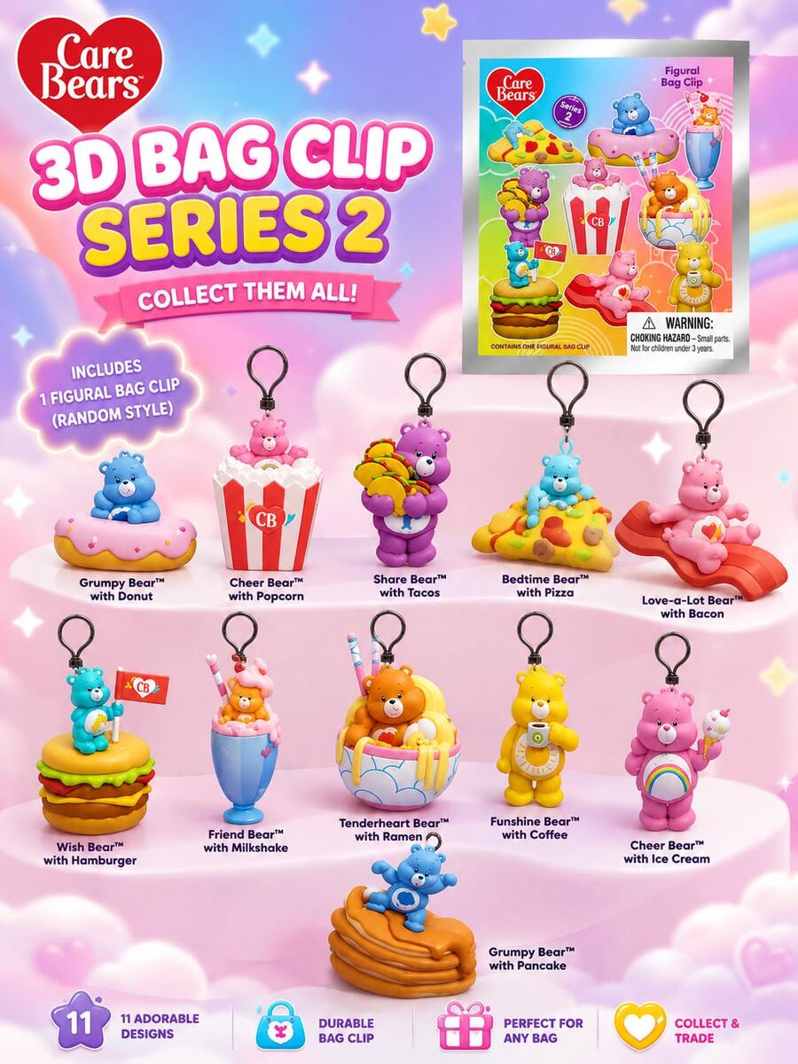 Monogram CARE BEARS 1PC  Officially Licensed 3D Cartoon Bear Series Mystery Blind Box Random One Character 8 Types Various Styles Colourful Bear Figurines Cosy Setting Christmas Decoration Gifts