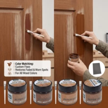 Pâte de réparation : Un agent de réparation pour les rayures et les dommages sur les meubles et les sols. Convient pour les portes, les armoires et tous types de surfaces, cette pâte de réparation rapide comble les rayures, les éclats et les trous, restaurant et revitalisant les surfaces endommagées. - C - Voir 8