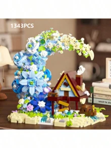 700+PCS High-Quality ABS Material, Adult Building Blocks Piano Series - Complex White And Green Piano Model With Vibrant Floral And Natural Design. Suitable As Birthday Gift, Gift For Girls, Home Decor Ornament. - Multicolor - View 3