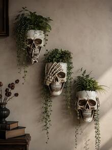 Gothic Skeleton Wall Hanging Planter, Skeleton Hanging Planter, Dark Academia Style Plant Stand, Eerie Wall Hanging Garden Decor, Halloween Gothic Home Decor - A - View 2