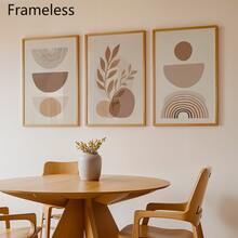 3pcs Unframed Canvas Wall Art Posters, Vintage Style Posters, Neutral Tone Modern Art Prints, Beige Abstract Geometric Canvas Artwork, Unique And Imaginative Wall Decor, Unframed - 222 - View 3