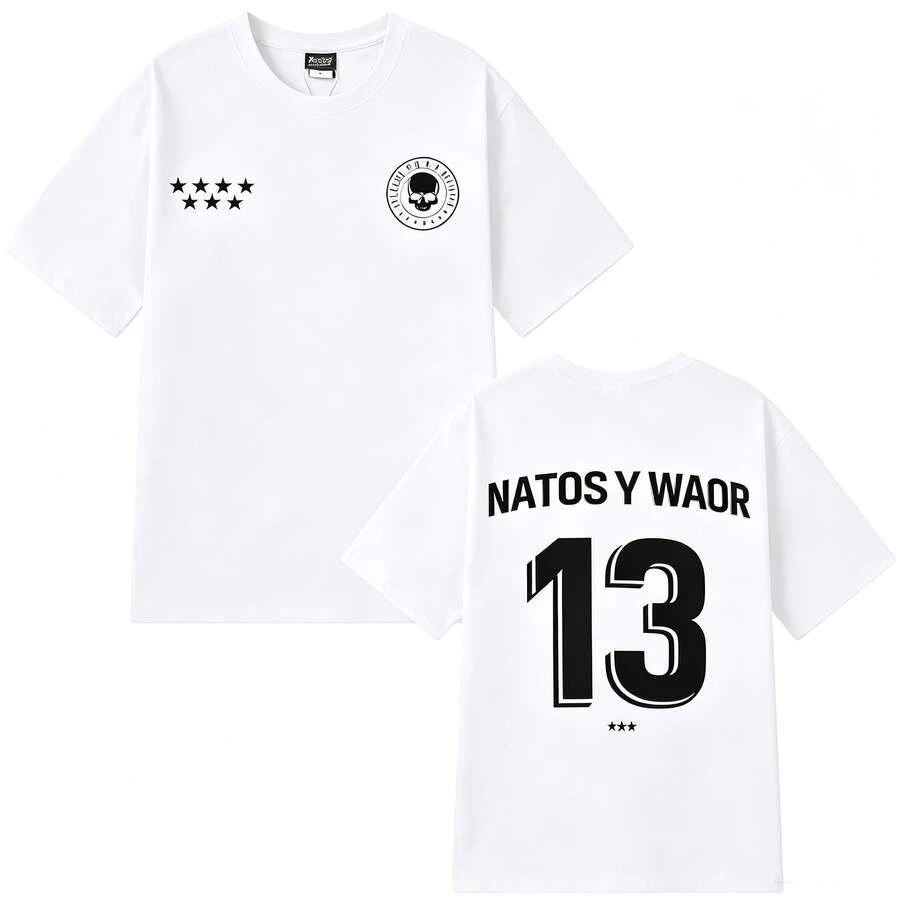 Rap T-Shirt NATOS WAOR 13 2026 Hip-Hop Fashion Retro T-Shirt For Men And Women Summer Print 100% Pure Cotton Casual T-Shirt Y2k - 白色 - 查看 1