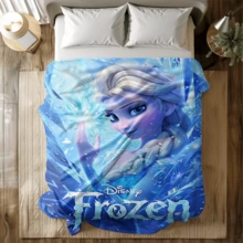 1PC Colorful Snowflake Frozen Elsa Princess, Anna Princess, Disney Princess All-Star Theme Flannel Printed Blanket, Air Conditioner Cover Blanket - 100% Polyester Knitted Quilted Blanket, Digital Print - Comfortable Bedding Suitable For All Seasons, Perfect For Napping, Camping, Travel - Ideal Gift For Friends And Family, Comfortable Flannel Blanket - Multiple Sizes Available, Super Soft, Suitable For Sofa/Bed, Essential For All Seasons, Perfect For Daily Rest On The Sofa - Multicolor - View 3