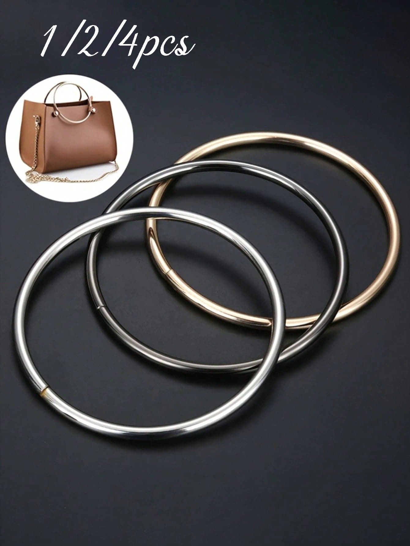 1/2/4pcs Round Metal Bag Strap Handles, Suitable For DIY Wallet Making Accessories, DIY Wallet Making - Multicolor - View 1