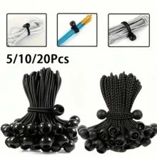 5/10/20 pièces Corde élastique fixe en latex durable - Sangle élastique multifonctionnelle avec boule en plastique, ensemble de cordes élastiques polyvalentes - Convient pour les tentes, les bâches, la sécurisation du fret, les auvents de patio - Idéal pour le camping, la construction, l'utilisation industrielle - Bande élastique noire, équipement d'extérieur, attache multifonctionnelle, matériau fiable, lien extensible, projets DIY - Multicolore - Voir 3