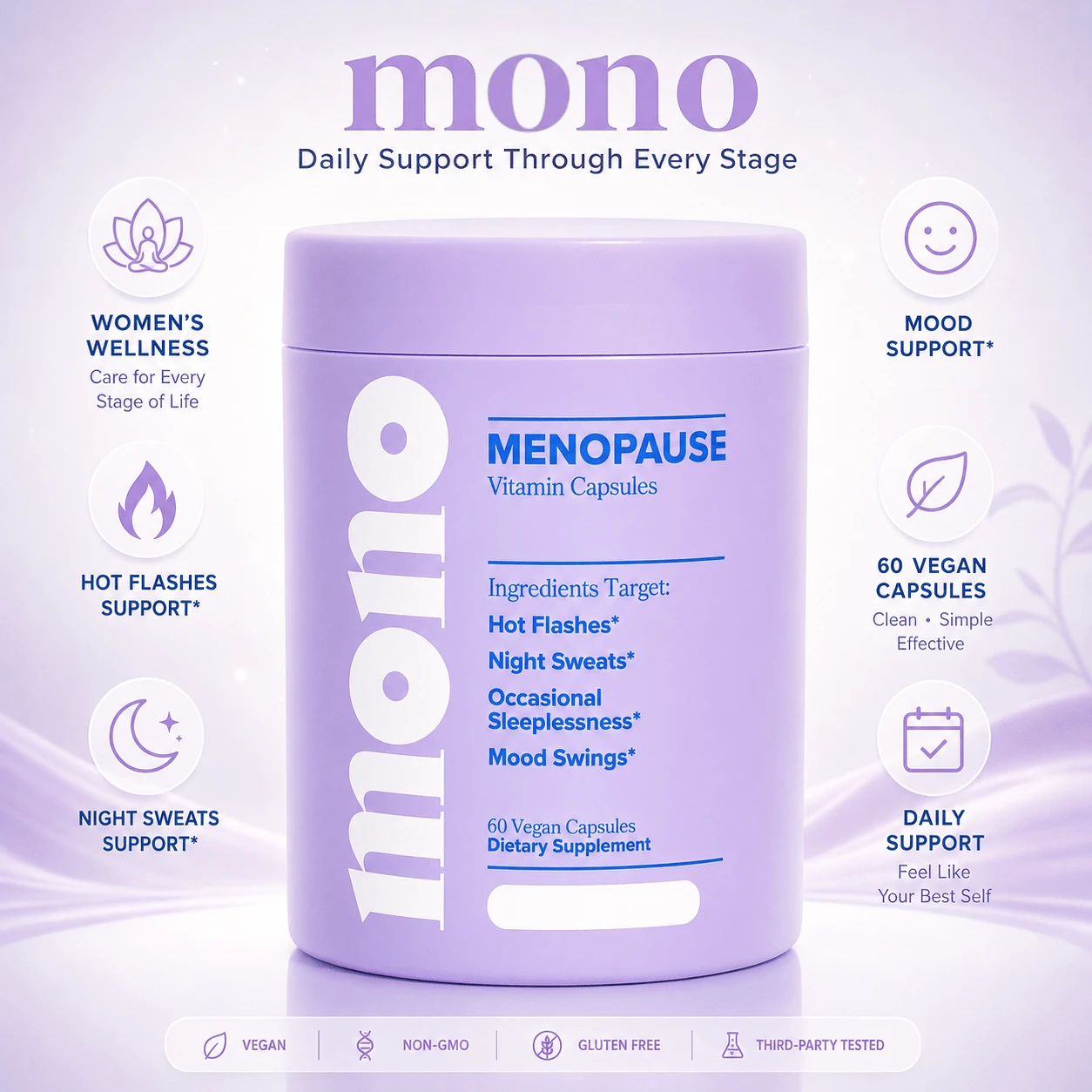 Women's Wellness Duo | Vaginal Probiotic & Menopause Vitamin Bundle - Supports PH Balance, Odor Control, Hot Flashes, Mood Swings & Sleep, Clean Vegan Formula - MENOPAUSE Vitamin Capsules - 查看 1