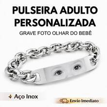Adult Bracelet With Baby Look + Personalized Phrase, Free Engraving, Gift, Silver & Gold - 銀色正面和背面02 - 查看 1
