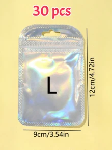 100/30/5入 PVC亮片珠寶收納袋，抗氧化透明夾鏈密封袋，防水密封袋，適用於耳環、項鍊與手鍊，簡約情人節禮物包裝，派對小禮與居家使用 - 粉色 - 查看 18