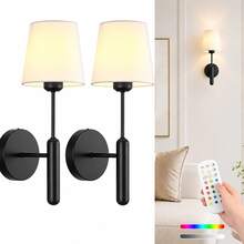 2 Sets Rechargeable Battery Powered Wall Lamps, 15 Color Temperatures Adjustable Remote Control, Battery Operated, No Wiring Needed, Suitable For Bedroom, Cabin, Bedside Reading Light - one-size - View 7