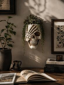 Gothic Skeleton Wall Hanging Planter, Skeleton Hanging Planter, Dark Academia Style Plant Stand, Eerie Wall Hanging Garden Decor, Halloween Gothic Home Decor - A - View 3