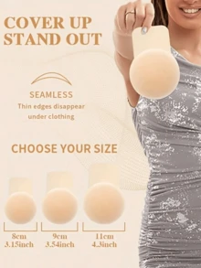 1對可重複使用矽膠乳貼，無肩帶胸罩設計，增強乳溝並提升胸部，隱形效果，適合夏季穿著，防滑性能 - 推薦給A-C罩杯尺寸 - 多色 - 查看 4