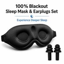 3D Blackout Sleep Mask With Earplugs, Thick Soft Sleep Eye Mask For Men Women, Memory Foam Light Blocking Eye Cover With Adjustable Strap For Deep Sleep, Travel Airplane Nap Night Shift Home Use, Comfortable Sleep Aid Eye Shade - Multicolor - View 5