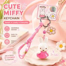 官方授權 Miffy 時尚編織繩鑰匙圈，可愛卡通 Miffy 兔子背包掛飾迷你裝飾吊飾，精緻編織繩工藝，輕巧便攜，日常鑰匙配件理想之選 - 粉色 - 查看 4