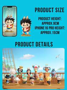 THE MONSTERS X ONE PIECE SERIES FIGURES, Classic One Piece Movie Collaboration Labubu Style Figure Blind Box, Anime Character Figure Statue Blind Box, Toy Blind Box, Cute Mini Statue Collectible, Birthday And Christmas Gift - Multicolor - View 3