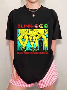 Unisex Blink-182 T-Shirt With Retro Comic Book Style Member Portraits, Versatile Neutral Style - Black - View 7