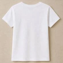 Playera para mujer con manos y corazón floral, camiseta manga corta estampada, casual cómoda, cuello redondo para diario y regalo - Blanco - Ver 5