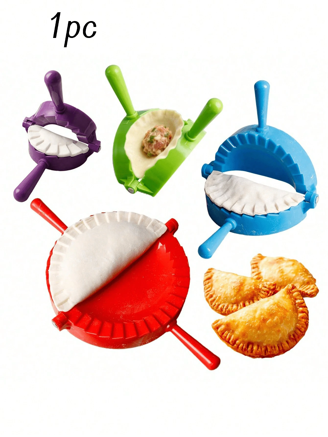 1pc Plastic Dumpling Mold Set, PP Manual Dumpling Maker, 4-In-1 Dumpling Skin Press, Pie Crimper, Dumpling Mold, Dumpling Cutter, Bun Maker, Mini Pie Maker, Dumpling Shaper, Potsticker Maker,Easy To Use,Home Kitchen Dumpling Tools - Multicolor - View 1
