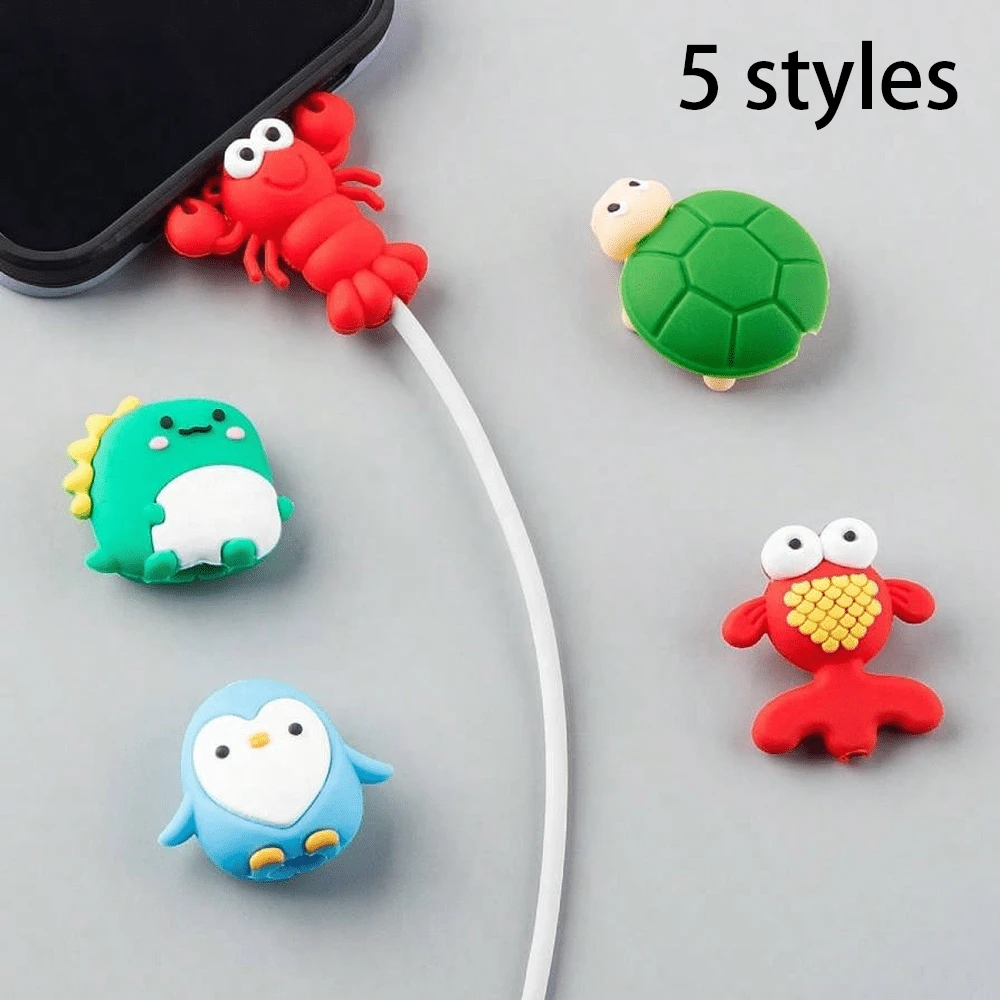 5/7/10 piezas Protector de cable de datos con diseño lindo, Protector de cable de datos USB, Protector de cable de teléfono, Protector de cargador universal anti-rotura - Multicolor - Ver 1
