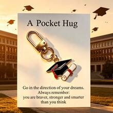 1個/6個裝 A Pocket Hug 畢業吊飾鑰匙圈附勵志卡片，金屬畢業帽吊飾鑰匙環，送給女兒、兒子、朋友的畢業禮物，激勵人心畢業季禮品 - 多色-APH009 - 查看 5