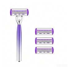 Ensemble de rasoir en acier inoxydable de haute qualité pour femmes, épilation lisse, proche et confortable, avec des lames de rasoir tranchantes et durables et des têtes de rasoir remplaçables pratiques. Options rechargeables : 3/6/9/12/18 - Multicolore - Voir 13
