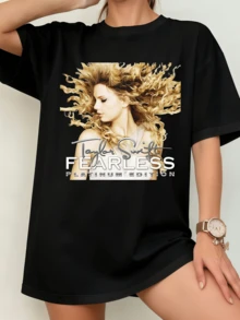 Unisex Tayllor WiftS Fearless Platinum Edition T-Shirt, Retro Album - Black - View 9