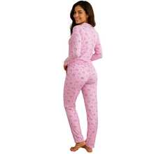 Pijama Suede Longo Algodão Inverno Feminino Conforto - Rosa chiclete - Visão 2