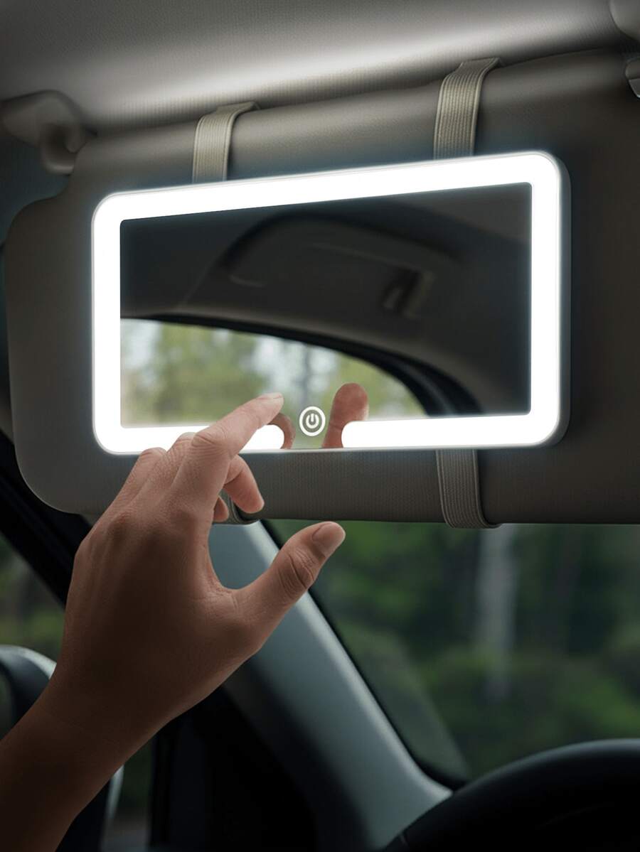 Car Sun Visor LED Vanity Mirror, Rechargeable LED Vanity Mirror With Dimmable Touchscreen, 3 Light Modes, Adjustable Brightness, Clip-On Rearview Sun Visor Vanity Mirror, Car Accessories.