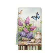 2 Packs Floral Kitchen Towels: Lavender & Butterfly Designs. Absorbent, Quick-Dry, Lint-Free Polyester Microfiber, Machine Washable. Perfect For Cleaning, Drying Dishes & Vintage Garden Decor. - Multicolor - View 15