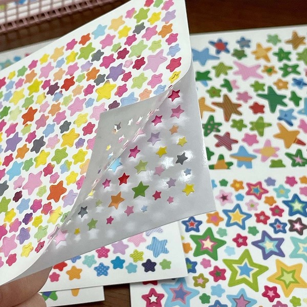 10pcs Pastel Star Stickers, Assorted Colorful Star Decals With Plaid & Polka Dot Prints, Self-Adhesive Decorative Stickers For Scrapbooking, Journaling, Diary, DIY Crafts, Water Bottle, Aesthetic Supplies For Girls, Back To School