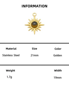 1pc/3pcs Natural Stone Sun Pendant Set, 18K Gold Plated Stainless Steel, DIY Jewelry Making Pendant, Turquoise, Pearl, Tiger Eye Optional - Inset Translation - View 8