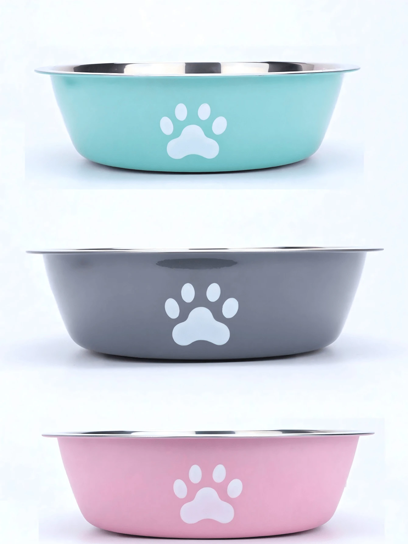 1pc Stainless Steel Pet Bowl, Dog Food Bowl, Cat Bowl, Anti-Slip Water Bowl, Pet Anti-Slip Anti-Fall Drinking Bowl, Suitable For Medium Dogs, Small Dogs And Kittens, Portable And Practical, Great Gift For Pets - Multicolor - View 1