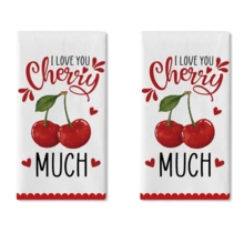 2 Packs Cherry Kitchen Towels, Gingham Check & All-Over Print. Absorbent, Quick-Dry, Lint-Free Polyester Microfiber, Machine Washable. Great For Cleaning, Drying Dishes & Summer Decor. - Multicolor - View 20