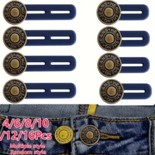 4/6/8/10/12/16入 多款混色與隨機款休閒金屬腰帶延長扣，可調節可拆卸免縫牛仔褲擴展扣，適用於日常與特殊場合 - 中性款 - 彩色 - 查看 13