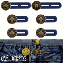 6/10Pcs Extensores de Botón de Metal, Adecuados para Jeans, Pantalones y Cuellos de Camisa, Extensor de Cintura Instantáneo con Silicona - Multicolor - Ver 2