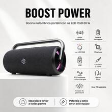 STF Boost Power Speaker Portable Design RGB Lighting 80W Power IPX5 Splash Resistant Ultra Bass True Wireless Function Wireless Charger Rechargeable Battery - Black - View 1