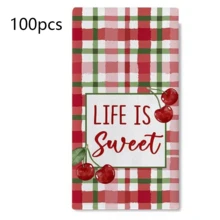 2 Packs Cherry Kitchen Towels, Gingham Check & All-Over Print. Absorbent, Quick-Dry, Lint-Free Polyester Microfiber, Machine Washable. Great For Cleaning, Drying Dishes & Summer Decor. - Multicolor - View 16