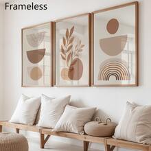 3pcs Unframed Canvas Wall Art Posters, Vintage Style Posters, Neutral Tone Modern Art Prints, Beige Abstract Geometric Canvas Artwork, Unique And Imaginative Wall Decor, Unframed - 222 - View 4