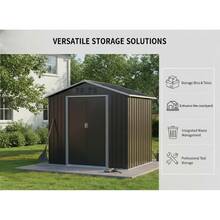 7x4.3ft Metal Garden Sheds Outdoor Storage Sheds Coal Grey With Window - Grey1 - View 8