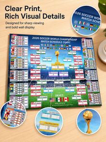 2026 Oversized Schedule Poster, 48 Teams Football Jerseys & National Flags String Banner, Tournament Schedule Football Match Wall Chart Suitable For Home Office Bar Football Club Decoration, Gift For Men - Multicolor - View 9